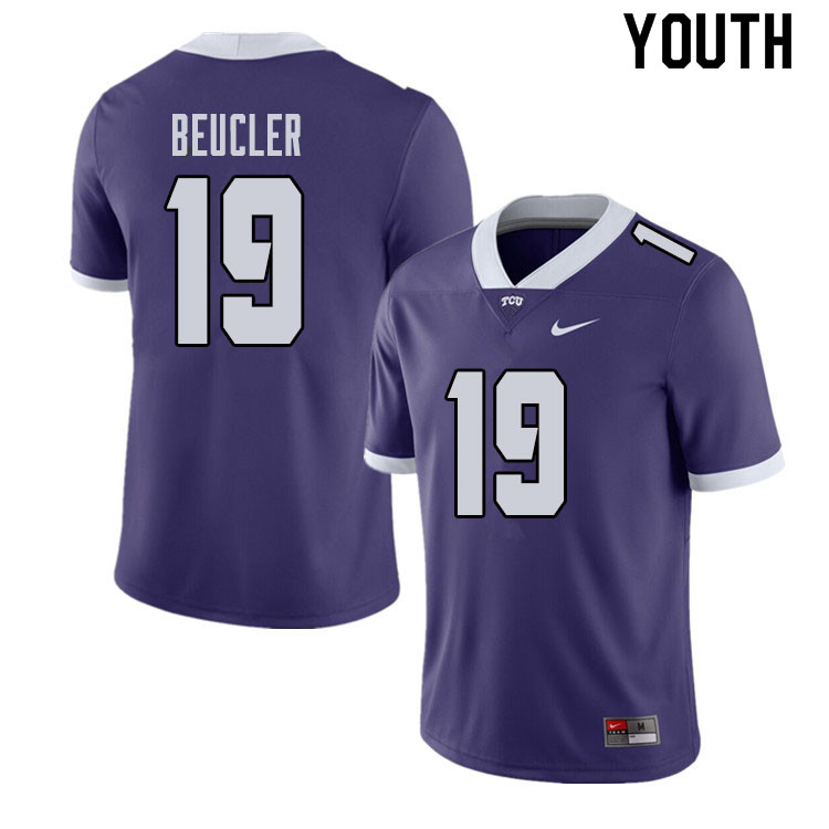 Youth #19 Grant Beucler TCU Horned Frogs College Football Jerseys Sale-Purple